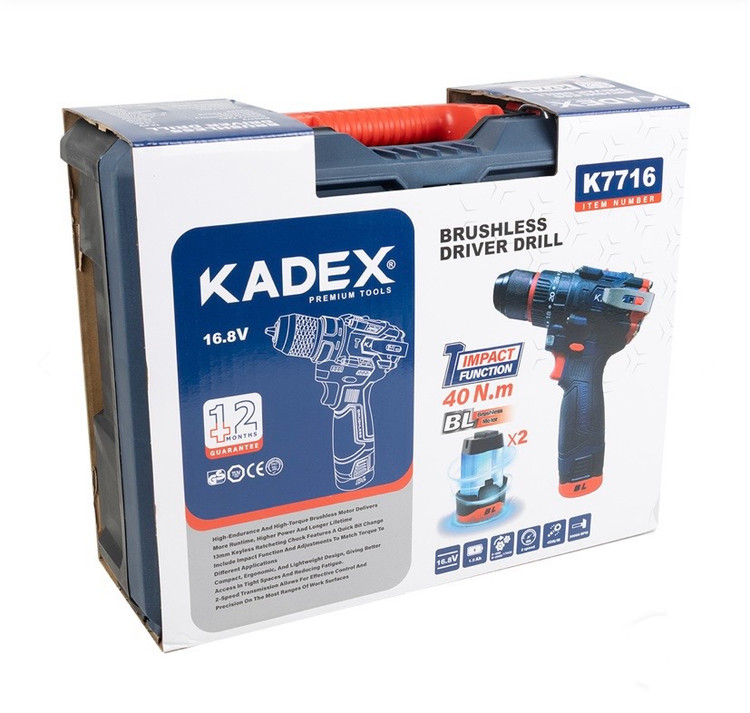 دریل پیچ گوشتی شارژی چکشی 16ولت براشلس کادکس مدل K7716