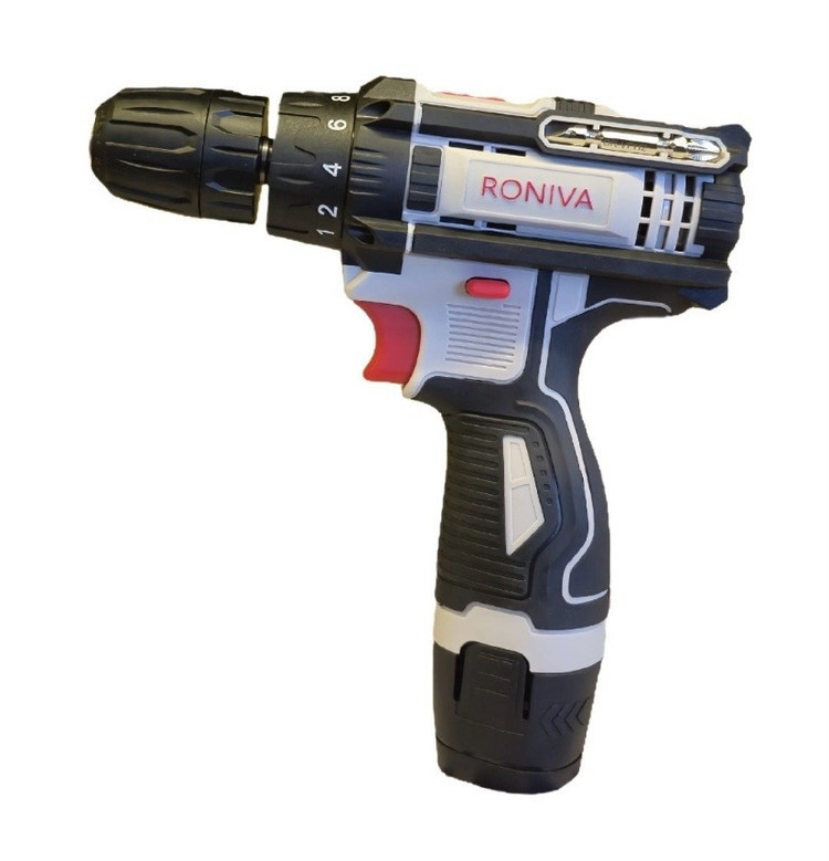 دریل شارژی ۱۲ ولت دو باتری با لوازم رونیوا مدل RV-1200