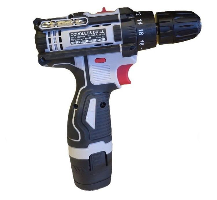 دریل شارژی ۱۲ ولت دو باتری با لوازم رونیوا مدل RV-1200