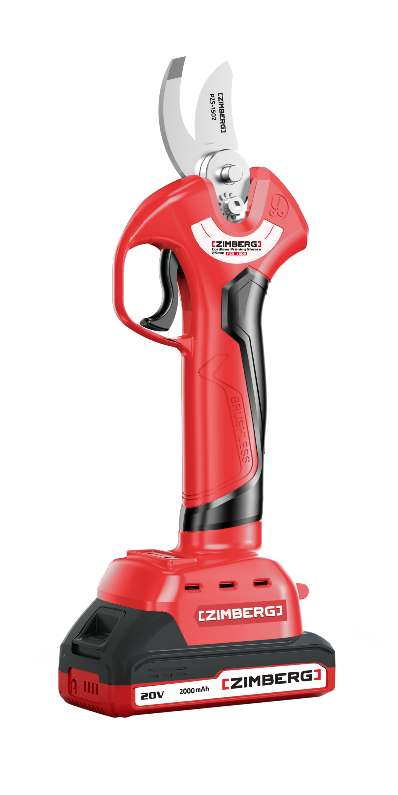 قیچی باغبانی 25 میلی متر شارژی 20 ولت براشس زیمبرگ مدل PZC-1502
