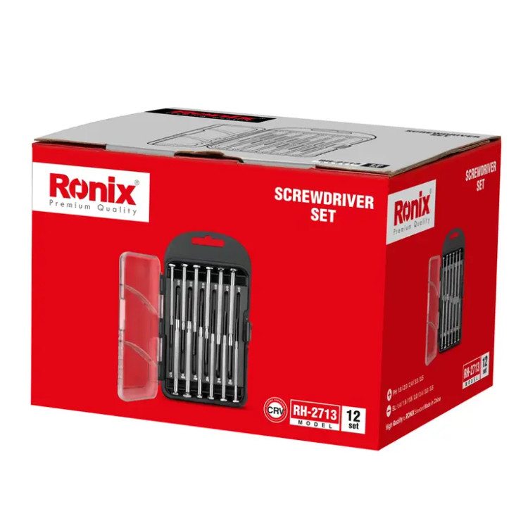 ست 12 عددی پیچ گوشتی ساعتی دسته فلزی رونیکس مدل RH-2713